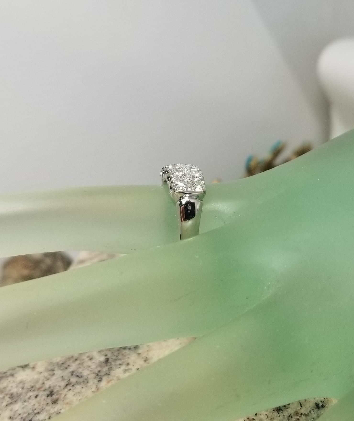 Vintage 18 Karat White Gold 2-Row Diamond Anniversary Ring 1.10 Carat 2