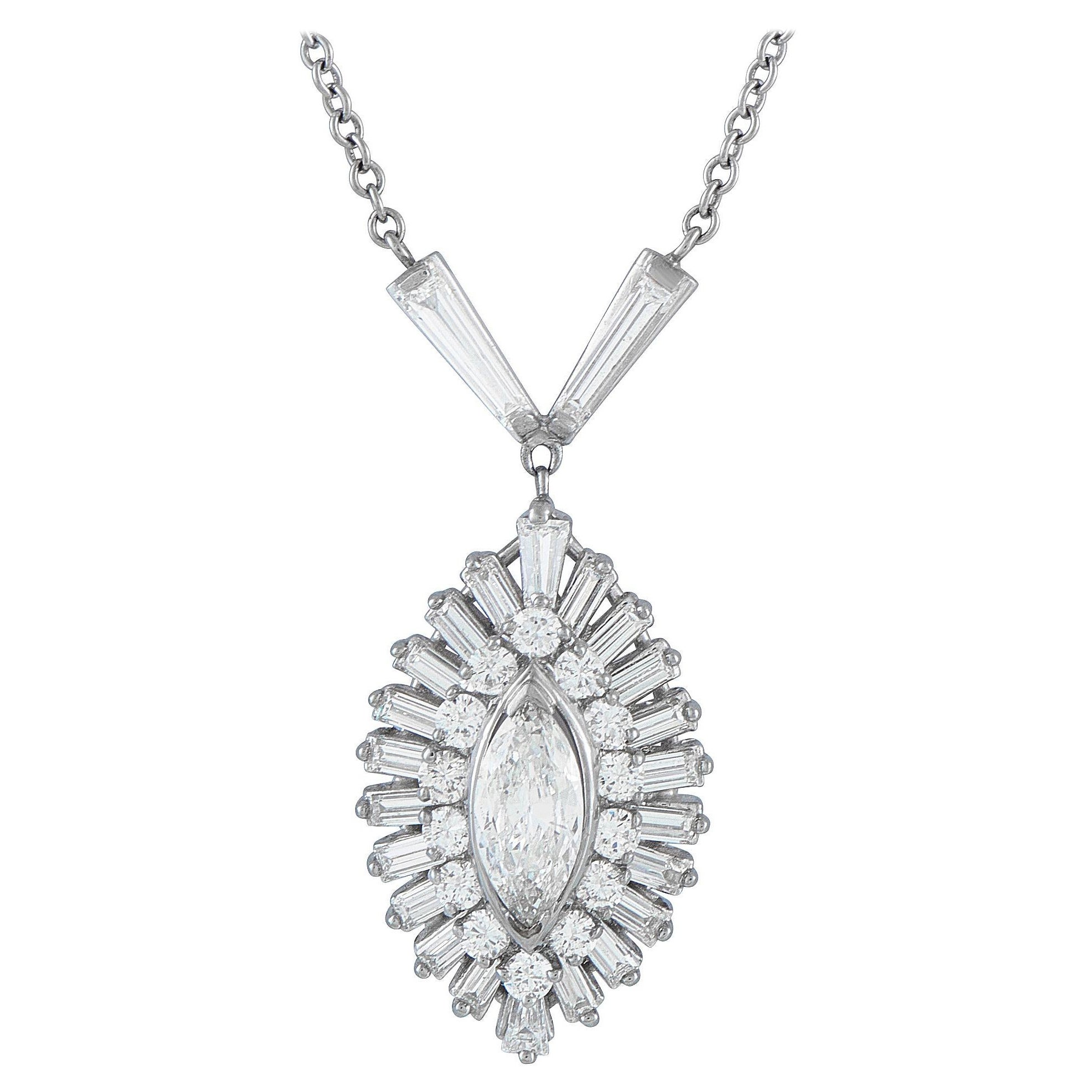 Vintage 18K White Gold 2.45ct Diamond Necklace MF06-121525