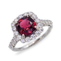 Vintage 18k White Gold 2.66ct GIA Burmese Red Spinel and Diamond Ring