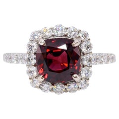 Vintage 18k White Gold 2.66ct GIA Burmese Red Spinel and Diamond Ring