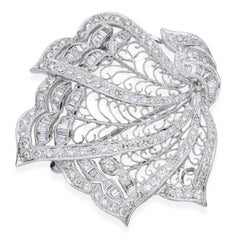 Vintage 18k White Gold 2.72tcw Diamond Scarf Brooch