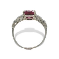 Vintage 18K White Gold 3.02 carat Garnet Ring size 8.5