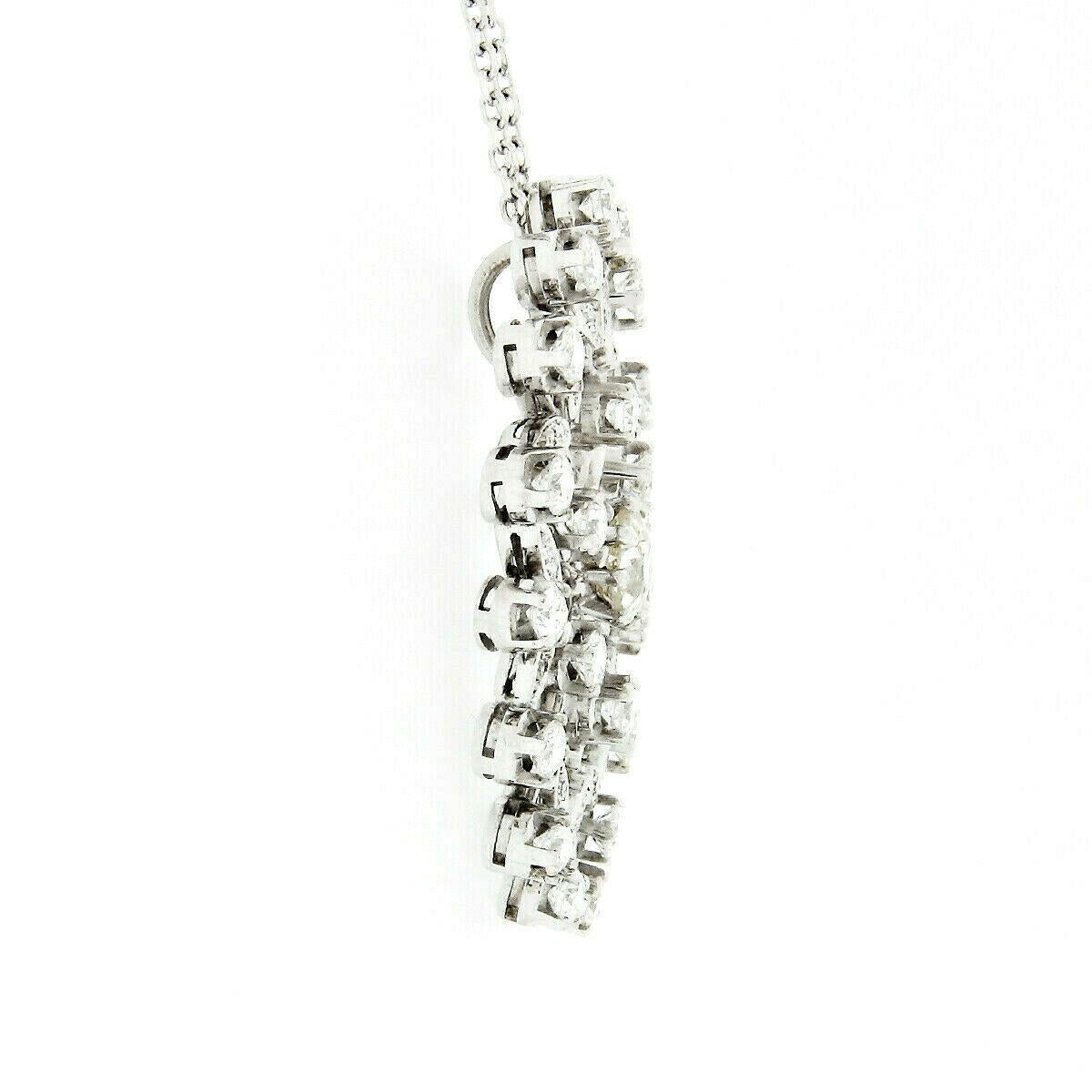 Women's Vintage 18k White Gold 3.05ctw Old Euro Diamond Open Burst Pendant Necklace For Sale