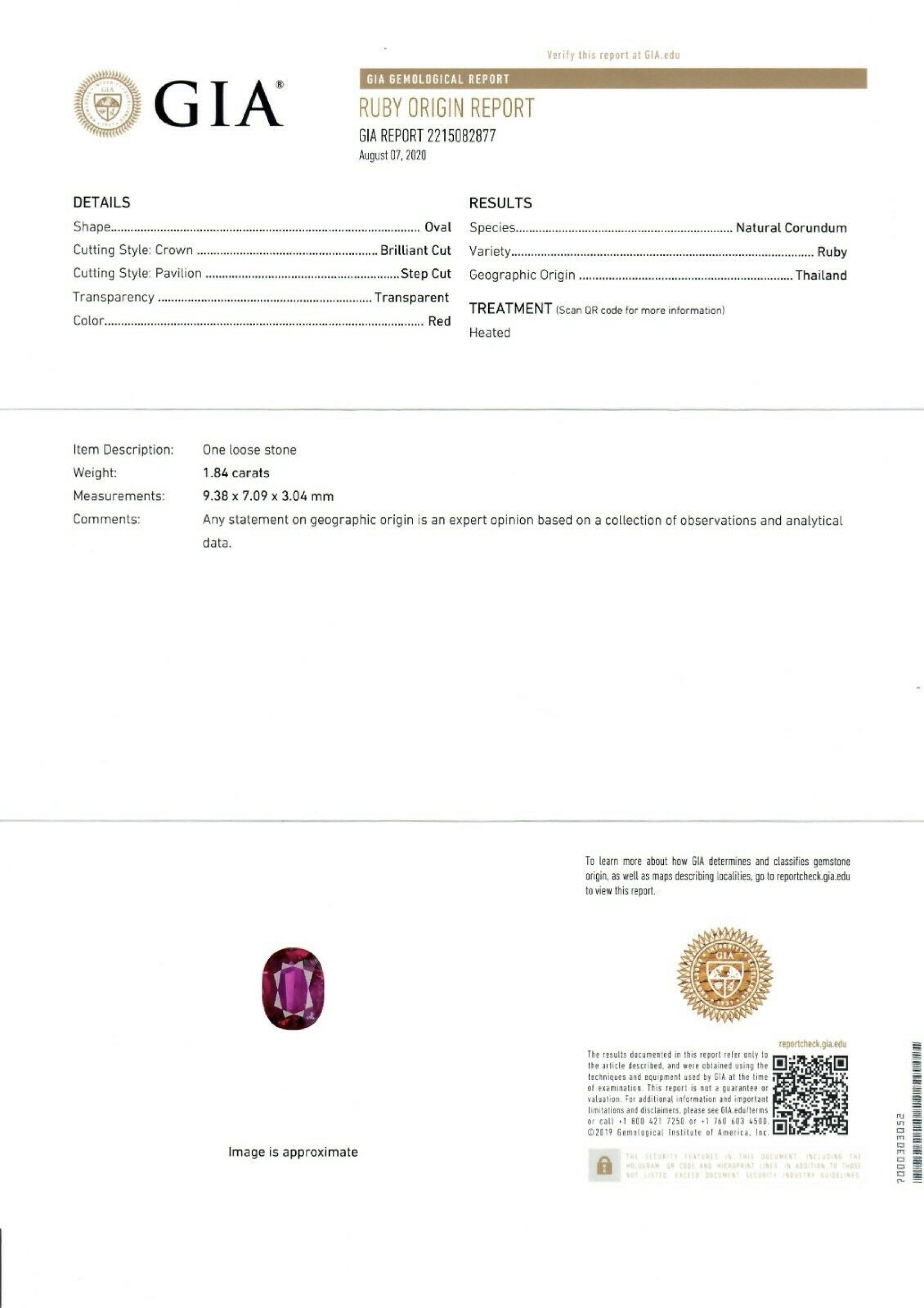 Vintage 18k White Gold 3.34ctw GIA Oval Ruby Solitaire Diamond Enhancer Pendant For Sale 3