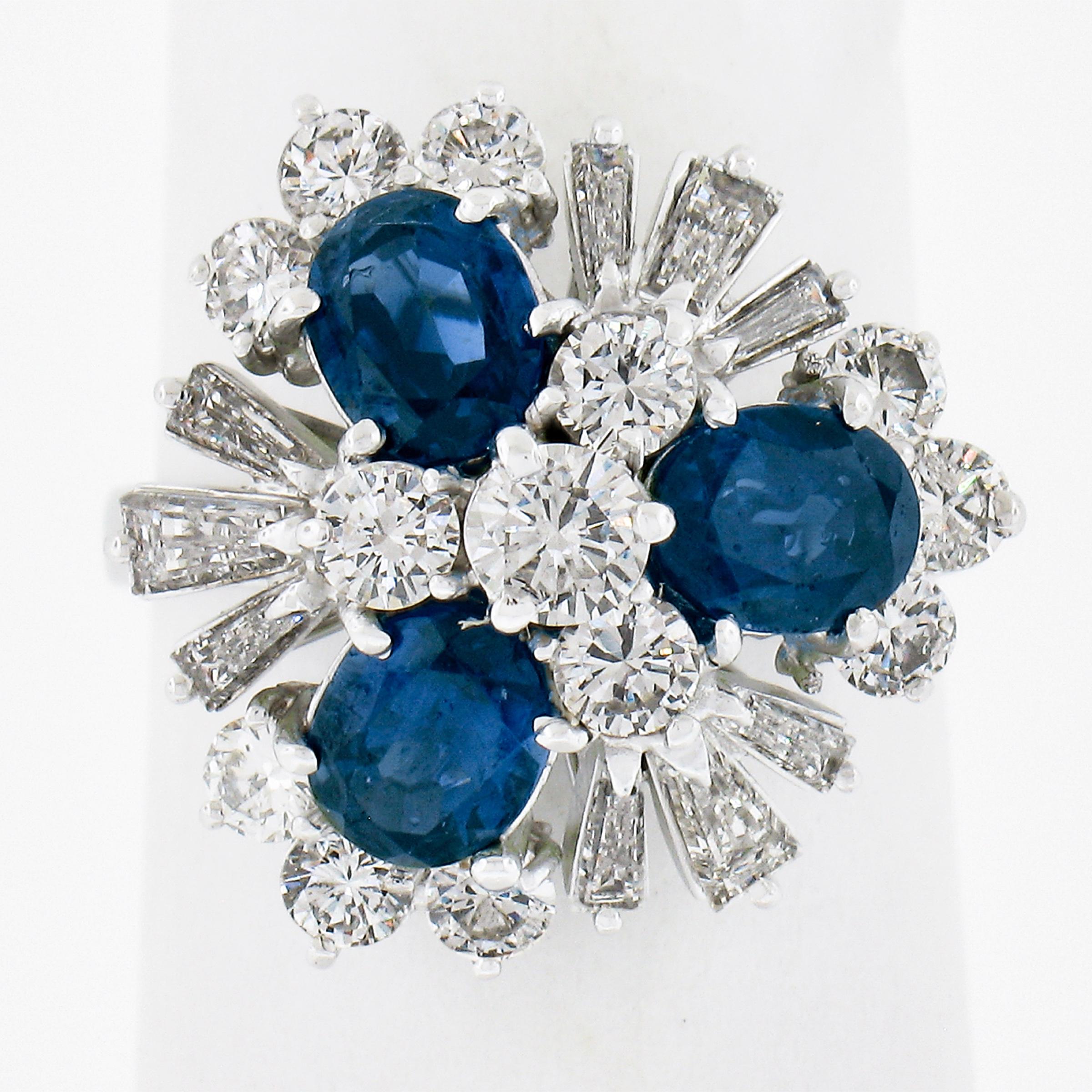 --Stone(s):--
(22) Natural Genuine Diamonds - Round Brilliant & Baguette Cut - Prong Set - G-I Color - VS1-I1 Clarity - 1.30-1.50ctw (approx.)
(3) Natural Genuine Sapphires - Oval Brilliant Cut - Prong Set - Excellent Royal Blue Color - 6.18x4.45mm