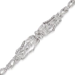 Vintage 18K or blanc 3.96tcw Diamond Filigree Bracelet