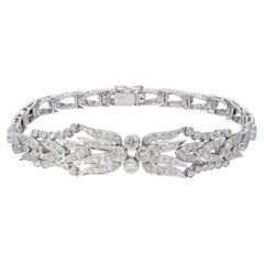 Vintage 18K or blanc 3.96tcw Diamond Filigree Bracelet