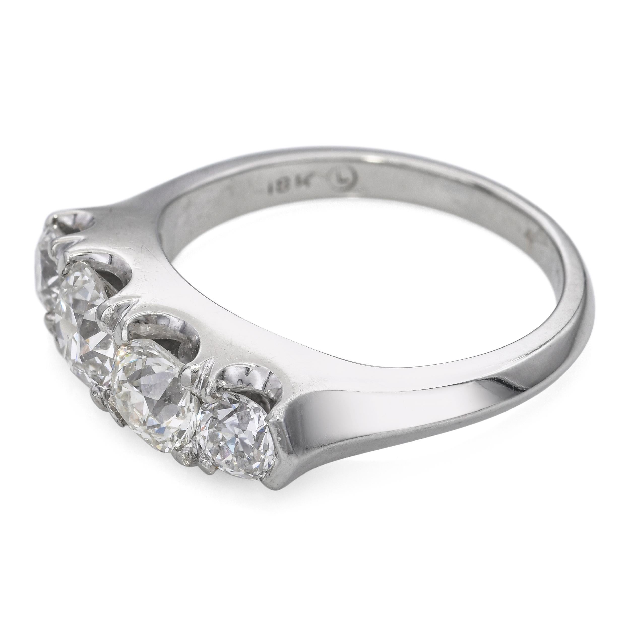 Vintage 18k White Gold 4-Stone 1.95tcw Diamond Ring In Good Condition For Sale In New York, NY