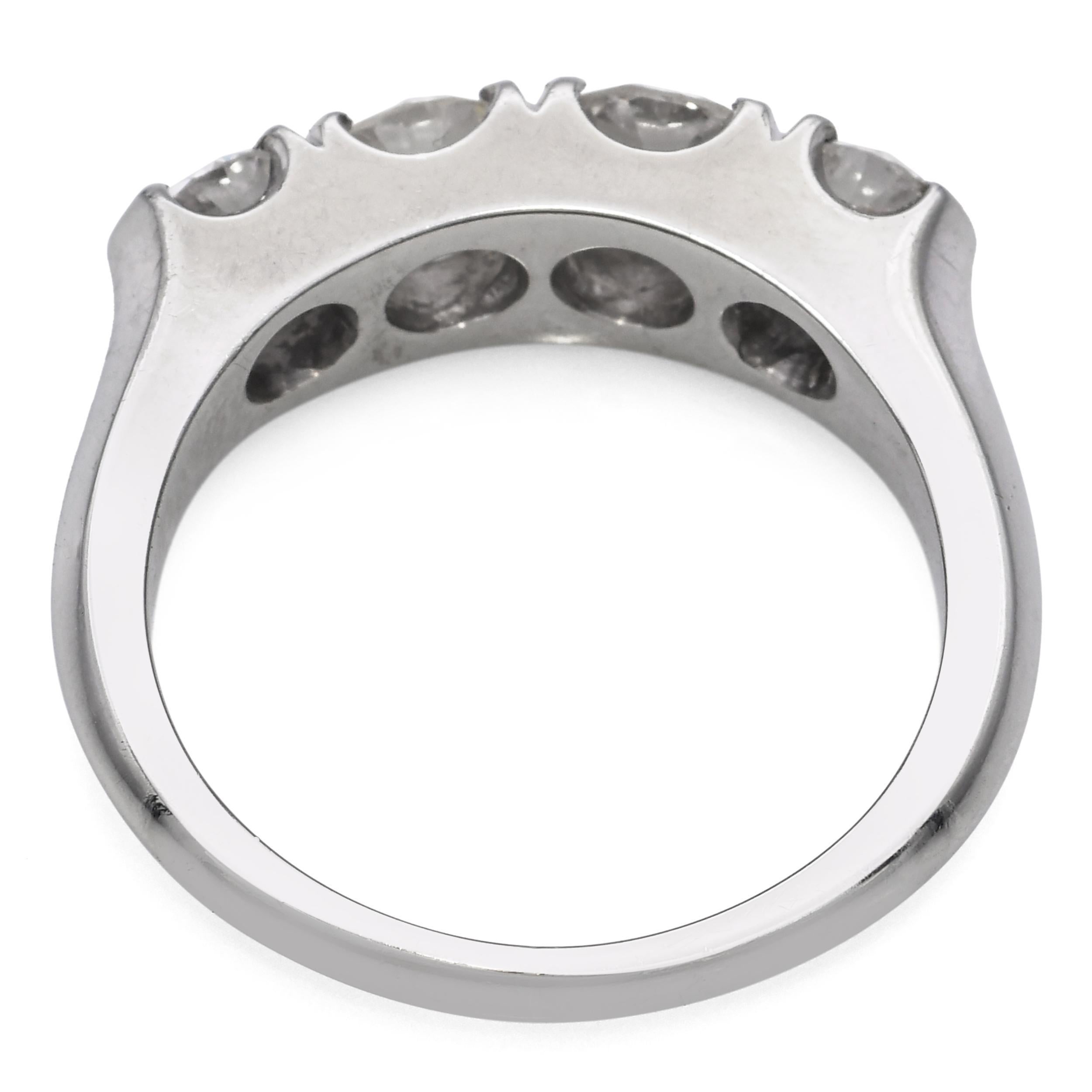 Women's Vintage 18k White Gold 4-Stone 1.95tcw Diamond Ring For Sale