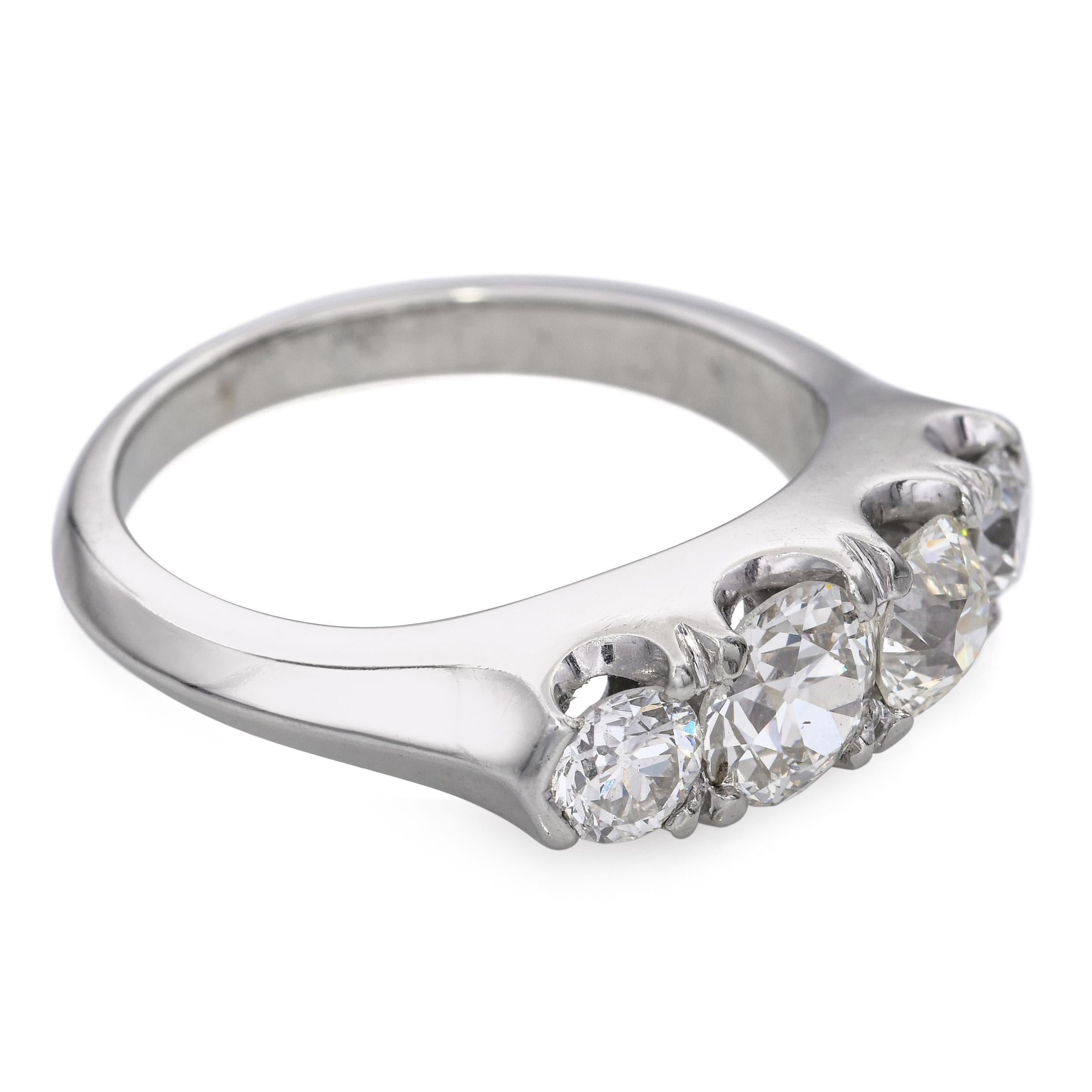 Vintage 18k White Gold 4-Stone 1.95tcw Diamond Ring For Sale 1