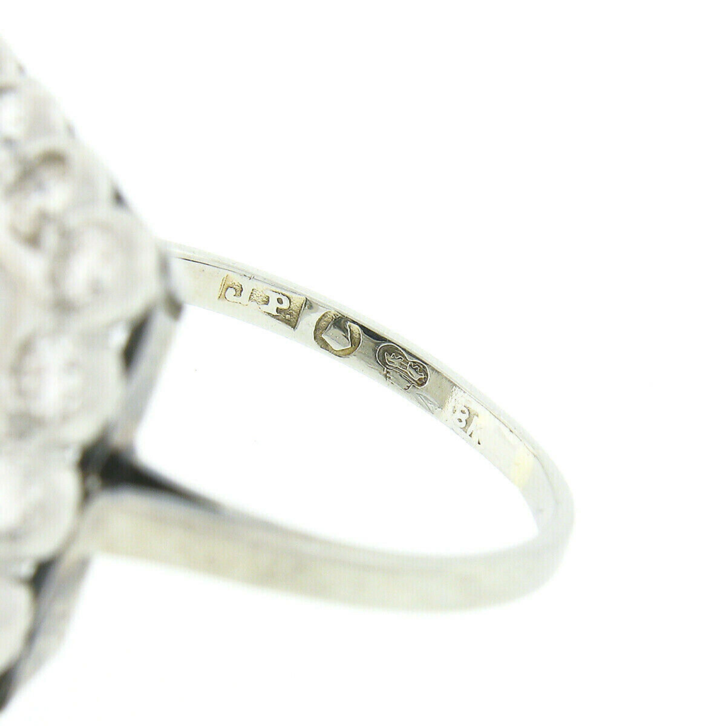 18 Karat Weißgold 6,63 Karat GIA unbehandelter Zuckerhut-Saphir & Diamant Halo-Ring, Vintage im Angebot 5