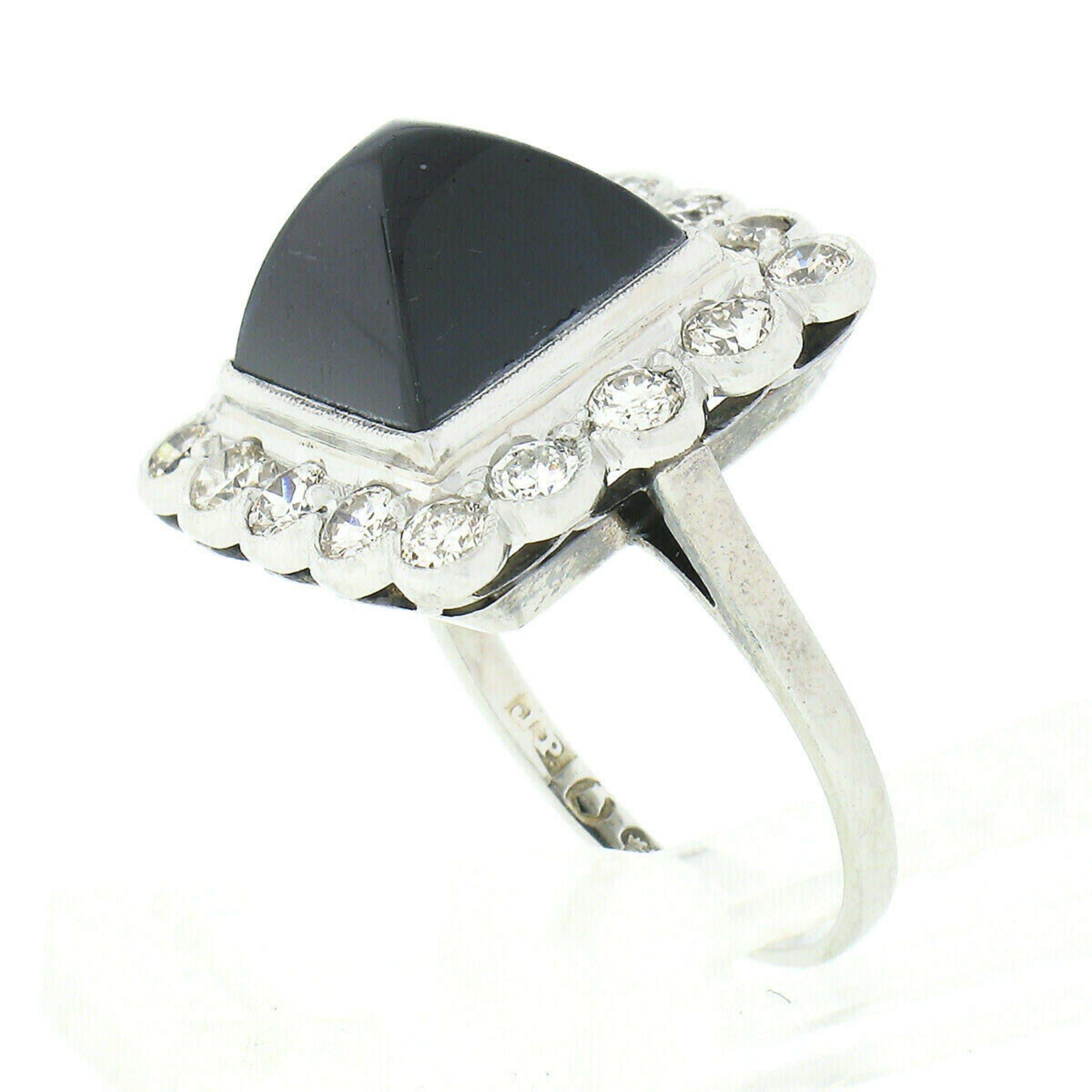 18 Karat Weißgold 6,63 Karat GIA unbehandelter Zuckerhut-Saphir & Diamant Halo-Ring, Vintage Damen im Angebot