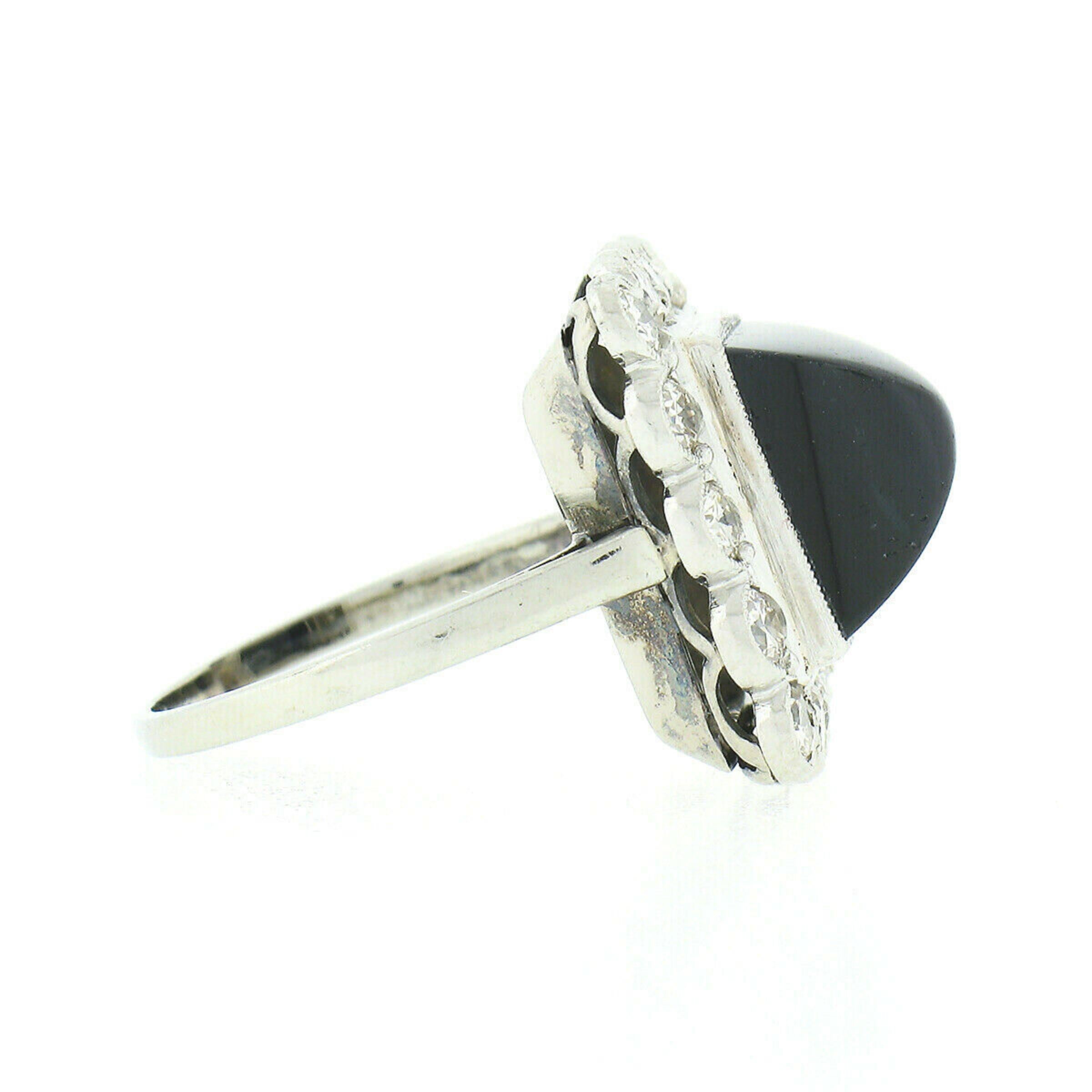 18 Karat Weißgold 6,63 Karat GIA unbehandelter Zuckerhut-Saphir & Diamant Halo-Ring, Vintage im Angebot 3