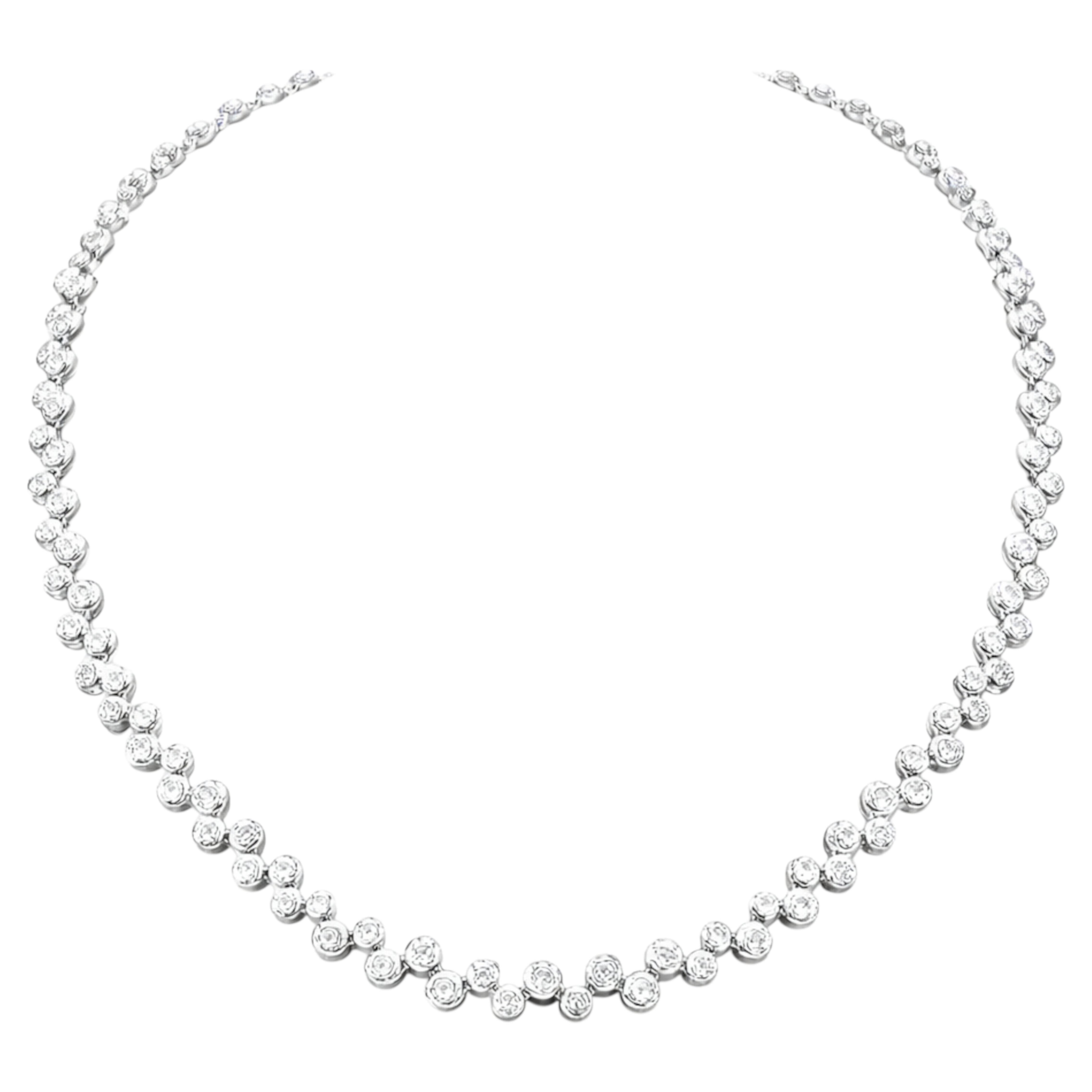 Collar Tenis Burbujas Vintage Oro Blanco 18K 6ct VS G Diamante Diseño Elegante en venta