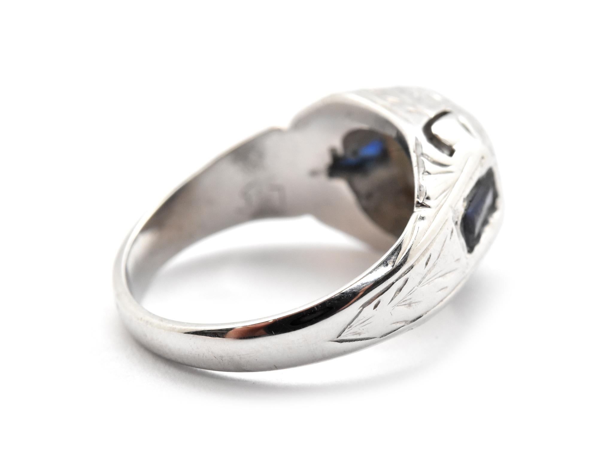 Ring aus 18 Karat Weißgold mit 0,12 Karat rundem Brillanten und Saphiren für Damen oder Herren im Angebot
