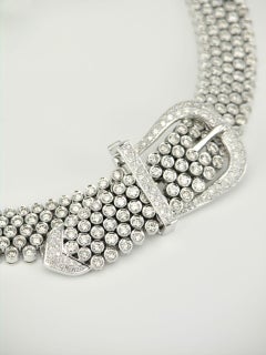 Vintage 18 Karat White Gold and Diamond Belt Buckle Collier Necklace Collar