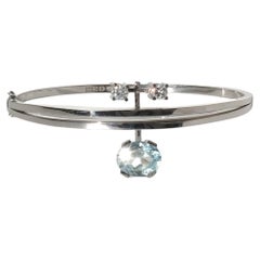 Vintage 18K White Gold, Aquamarine and Diamond Bracelet Made 1968