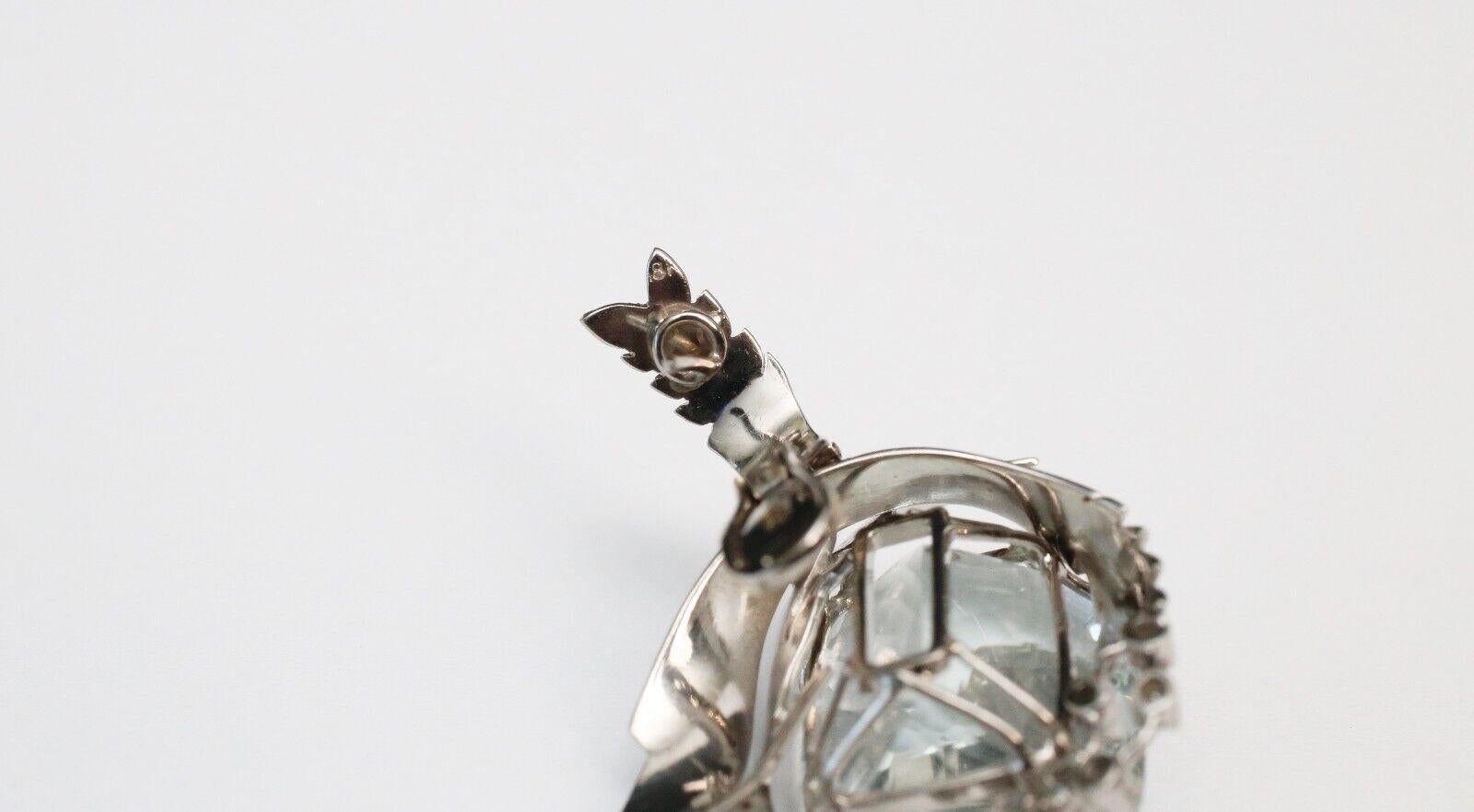 De las mujeres Pendientes vintage de aguamarina y diamantes de oro blanco de 18k, 35,4 g en venta