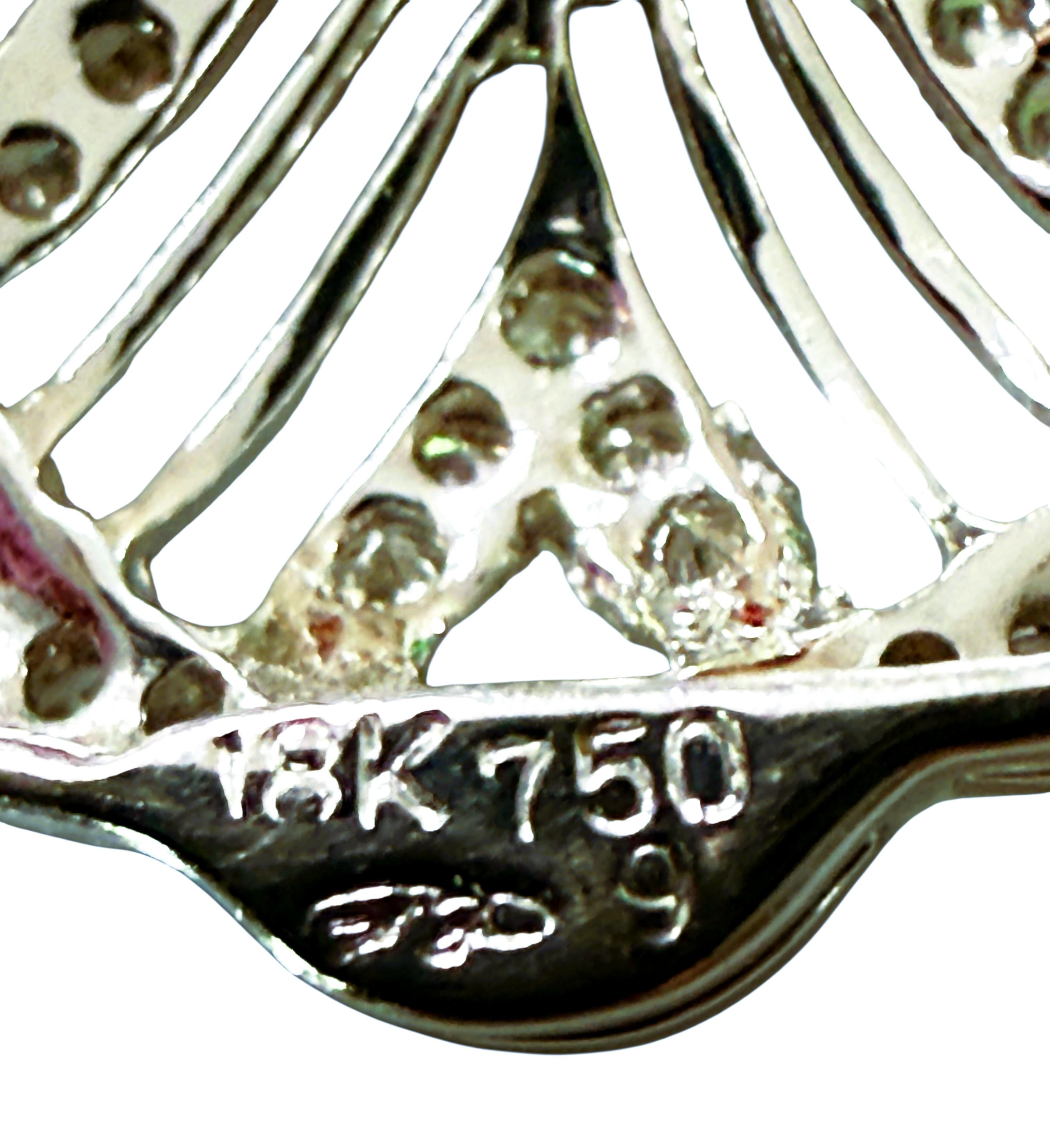 Colgante vintage de diamantes de 0,5 quilates de oro blanco de 18 quilates art déco con cadena italiana de 18 quilates de 18 pulgadas en venta 2