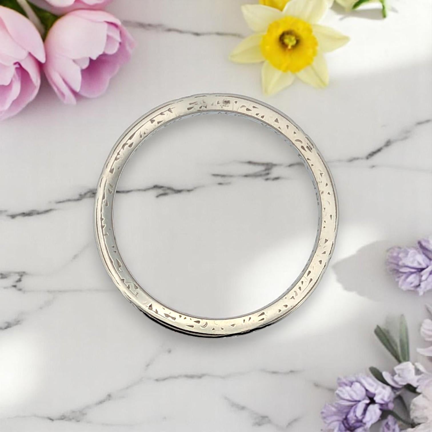 Modern Lane  Vintage 18k White Gold Band by Belais with “Buck and Bobbie