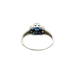 Vintage 18K White Gold Blue Sapphire & Diamond Accent Ring