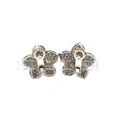 Vintage 18K White Gold Clip-On Earrings with 4 Carat Round Diamonds