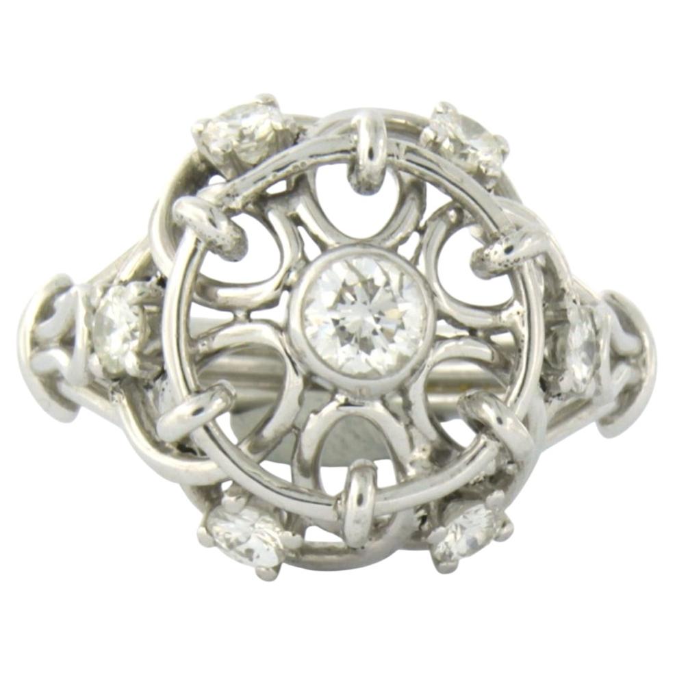 Vintage 18k White Gold Cocktail Ring with 0.85ct Diamonds, 1950s