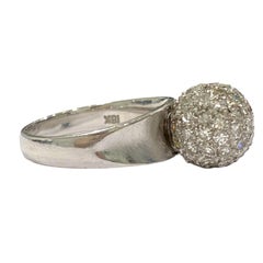 Vintage 18K White Gold Diamond Ball Ring