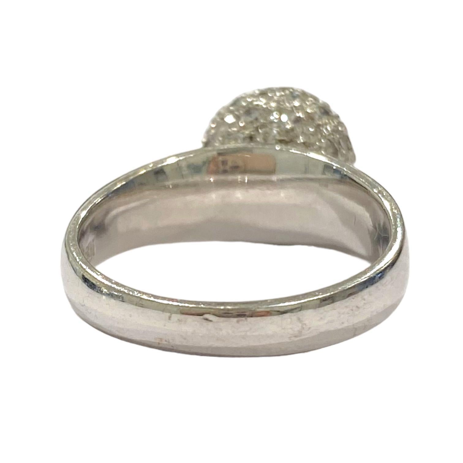 Vintage 18K White Gold Diamond Ball Ring In Good Condition For Sale In Henderson, NV