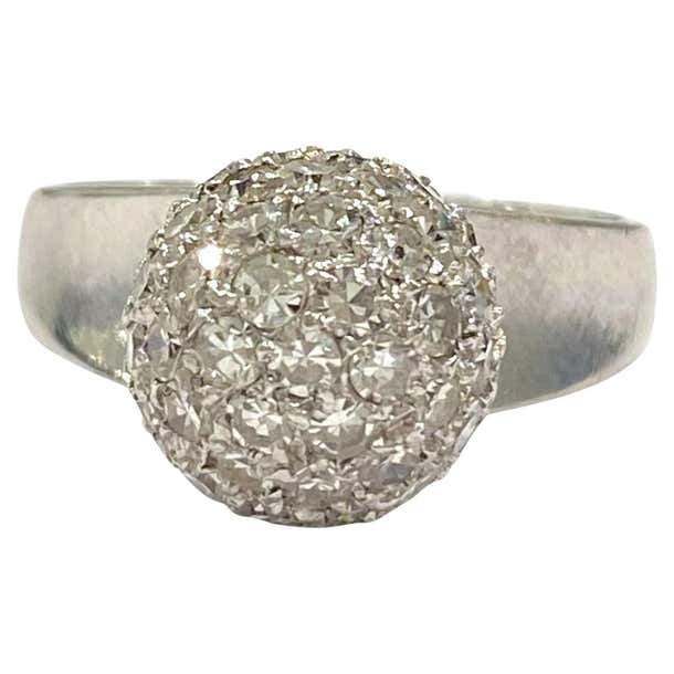 Ball Rng Vintage 18K White Gold Diamond Ball Ring For Sale at 1stDibs