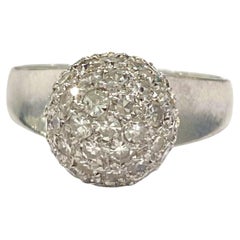 Vintage 18K White Gold Diamond Ball Ring