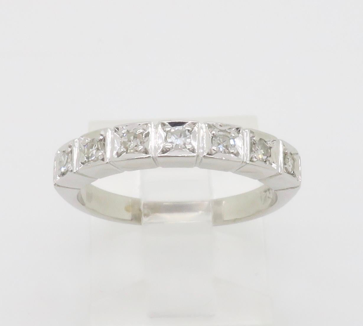 Vintage 18k White Gold Diamond Band 5