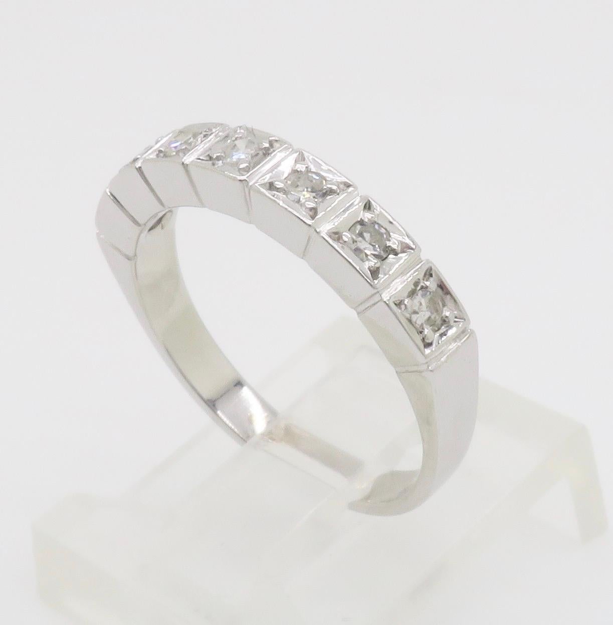 Vintage 18k White Gold Diamond Band 6