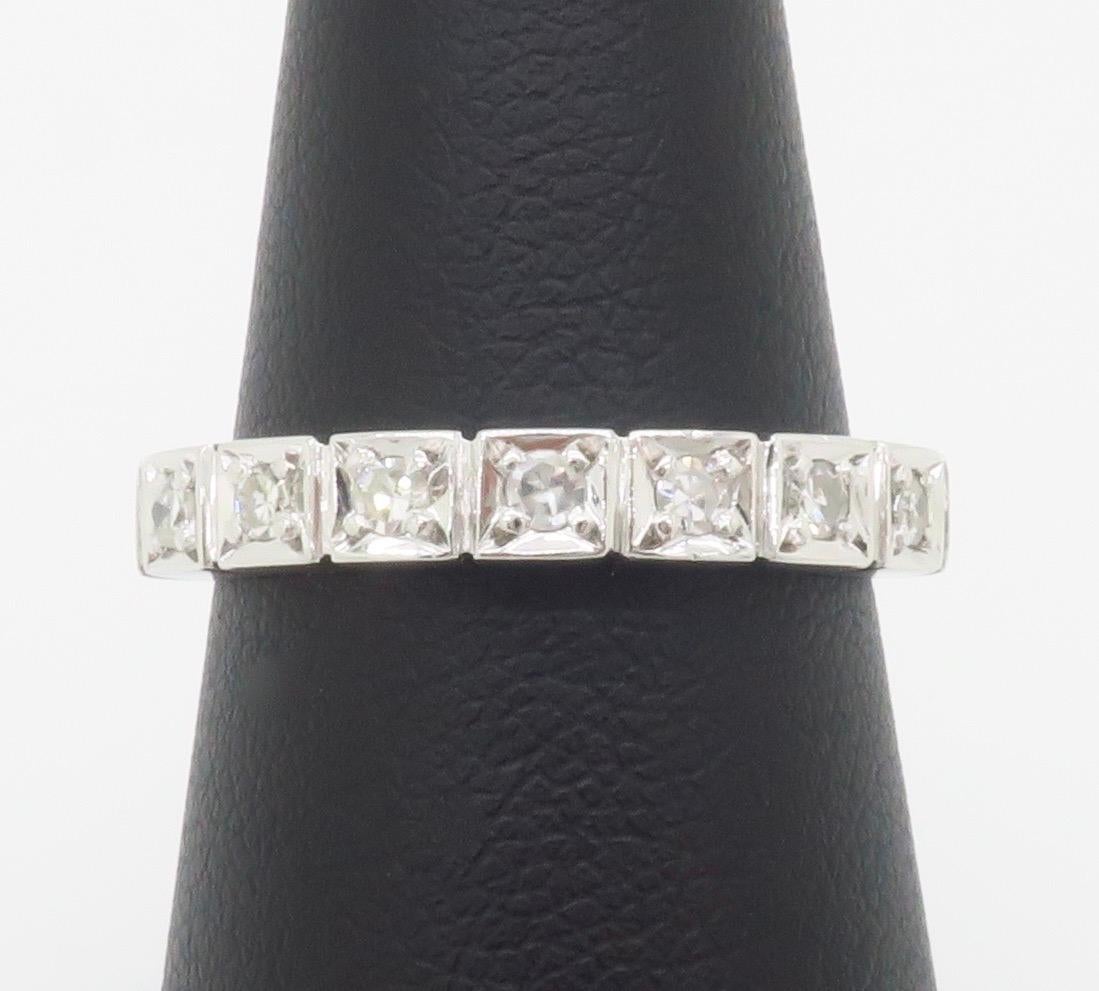 Vintage 18k White Gold Diamond Band 1