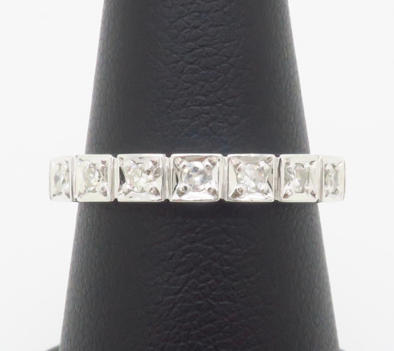 Vintage 18k White Gold Diamond Band 2