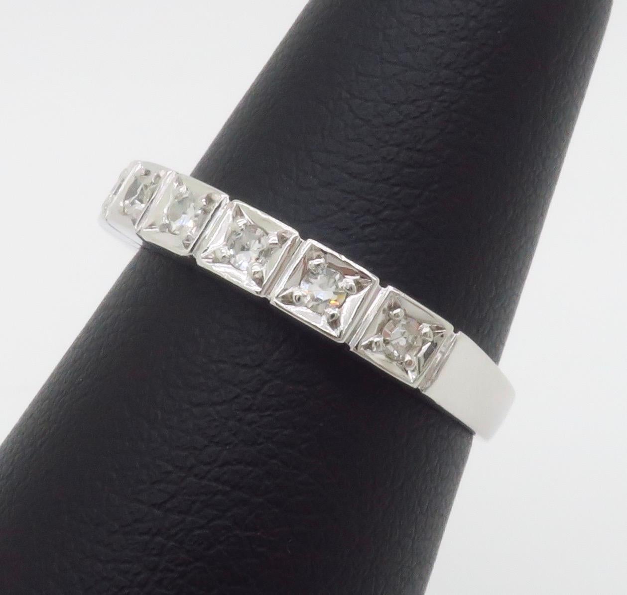 Vintage 18k White Gold Diamond Band 3