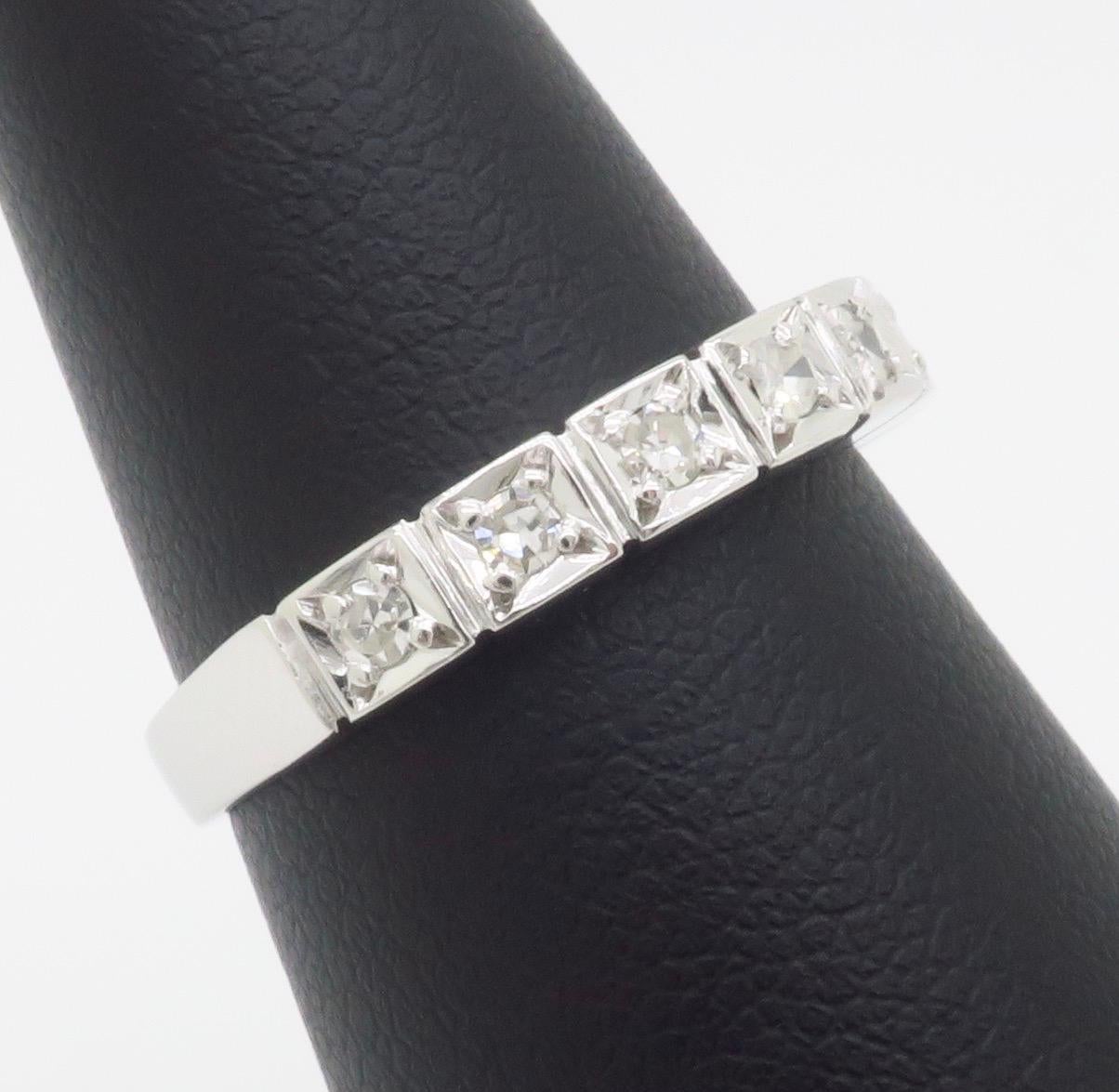 Vintage 18k White Gold Diamond Band 4