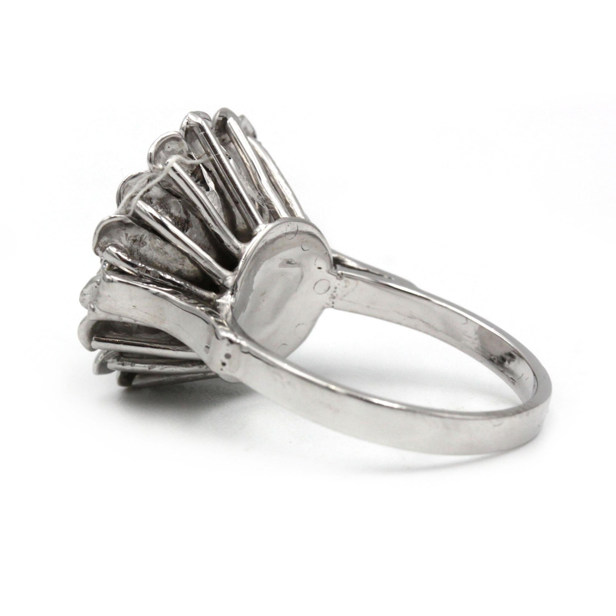 Vintage 18K Weißgold Diamant Cluster Ring - 21 Diamanten (~0,70 ct) - Größe 56 im Zustand „Gut“ im Angebot in MONTMORENCY, FR