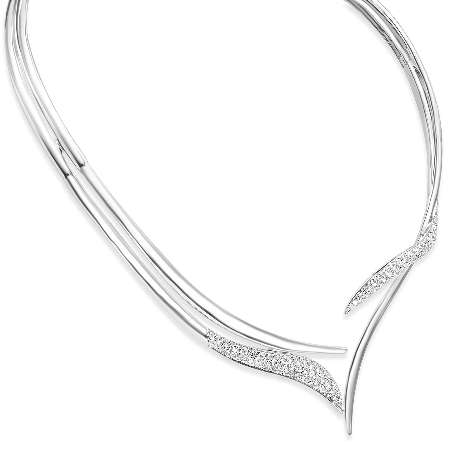 Collar de diamantes vintage de oro blanco de 18k Corte redondo en venta