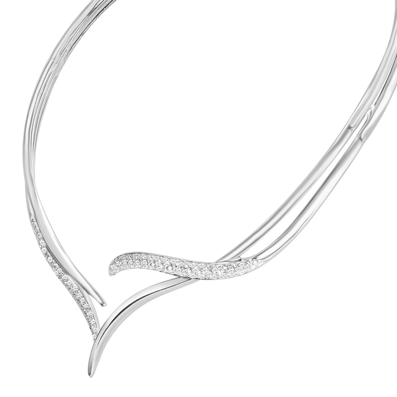 Collar de diamantes vintage de oro blanco de 18k en venta 1