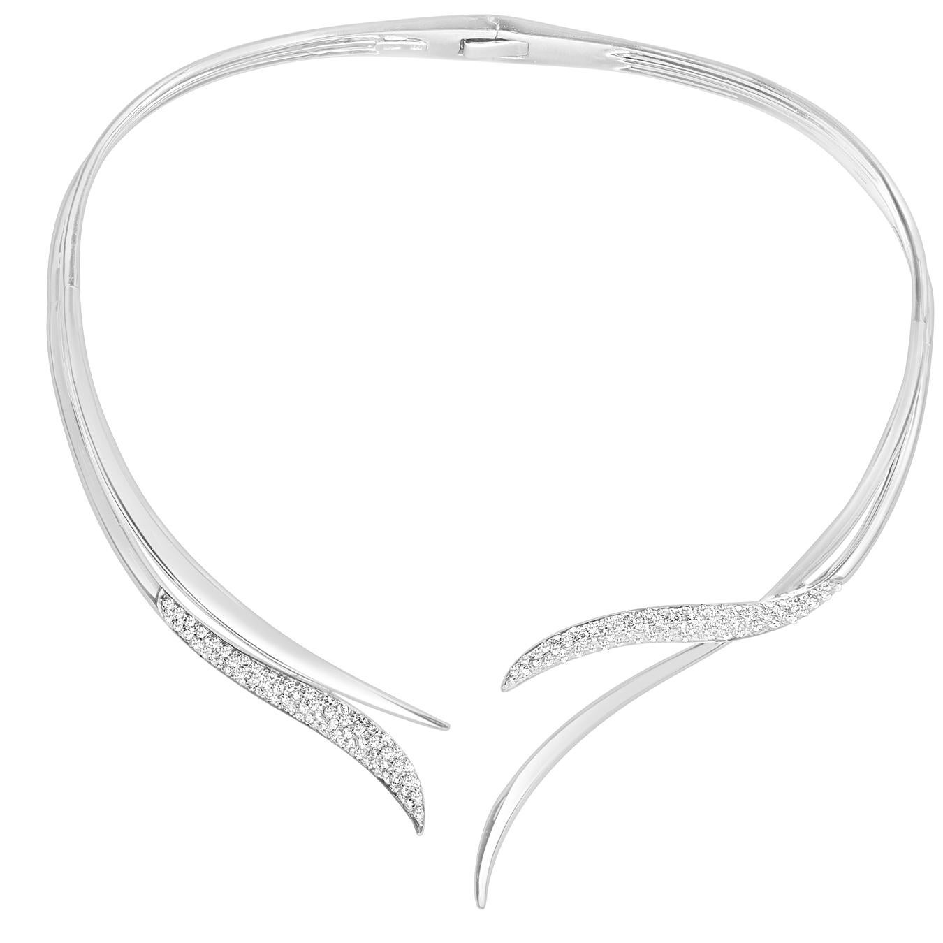 Collar de diamantes vintage de oro blanco de 18k en venta 2