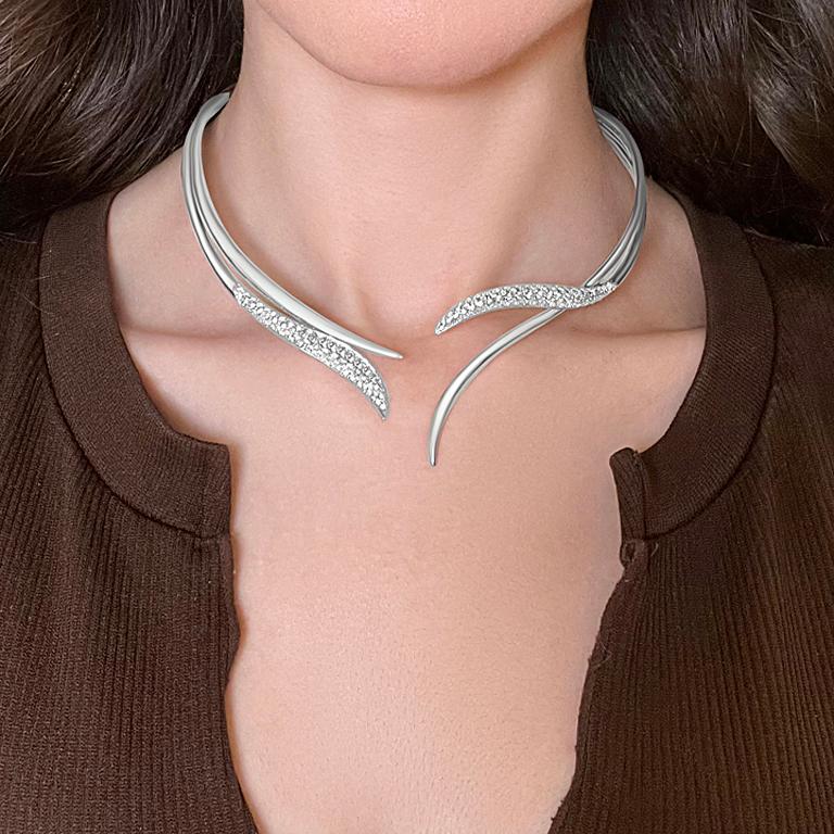 Collar de diamantes vintage de oro blanco de 18k en venta 3
