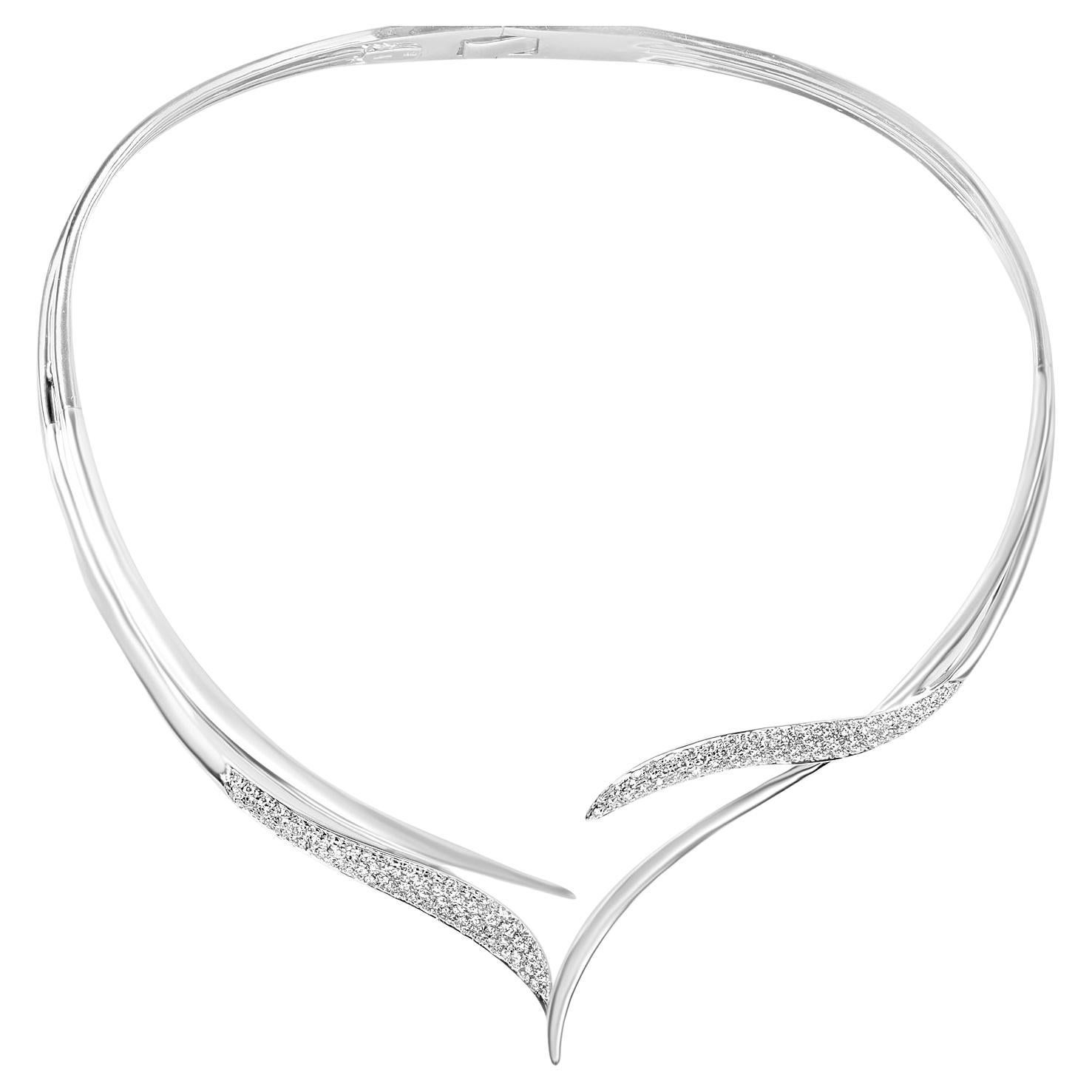 Vintage 18k White Gold Diamond Collar Necklace