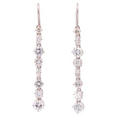 Vintage 18k White Gold Diamond Drop Dangle Earrings 2.99 ctw