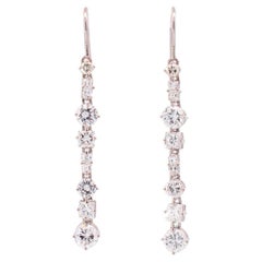 Vintage Boucles d'oreilles pendantes en or blanc 18k avec diamants 2,99 ctw