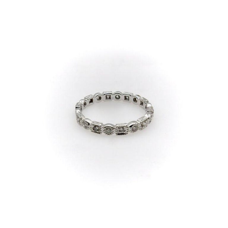 Vintage 18K White Gold Diamond Eternity Band For Sale at 1stDibs