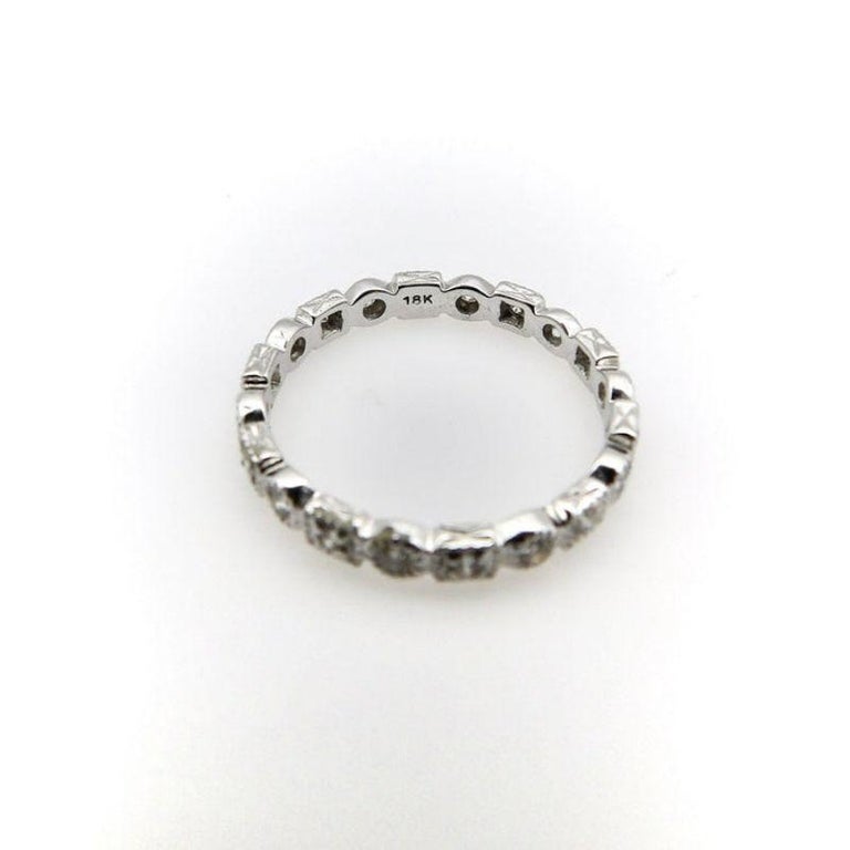 Vintage 18K White Gold Diamond Eternity Band For Sale at 1stDibs