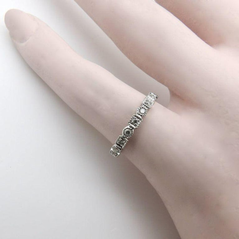 Vintage 18K White Gold Diamond Eternity Band For Sale at 1stDibs