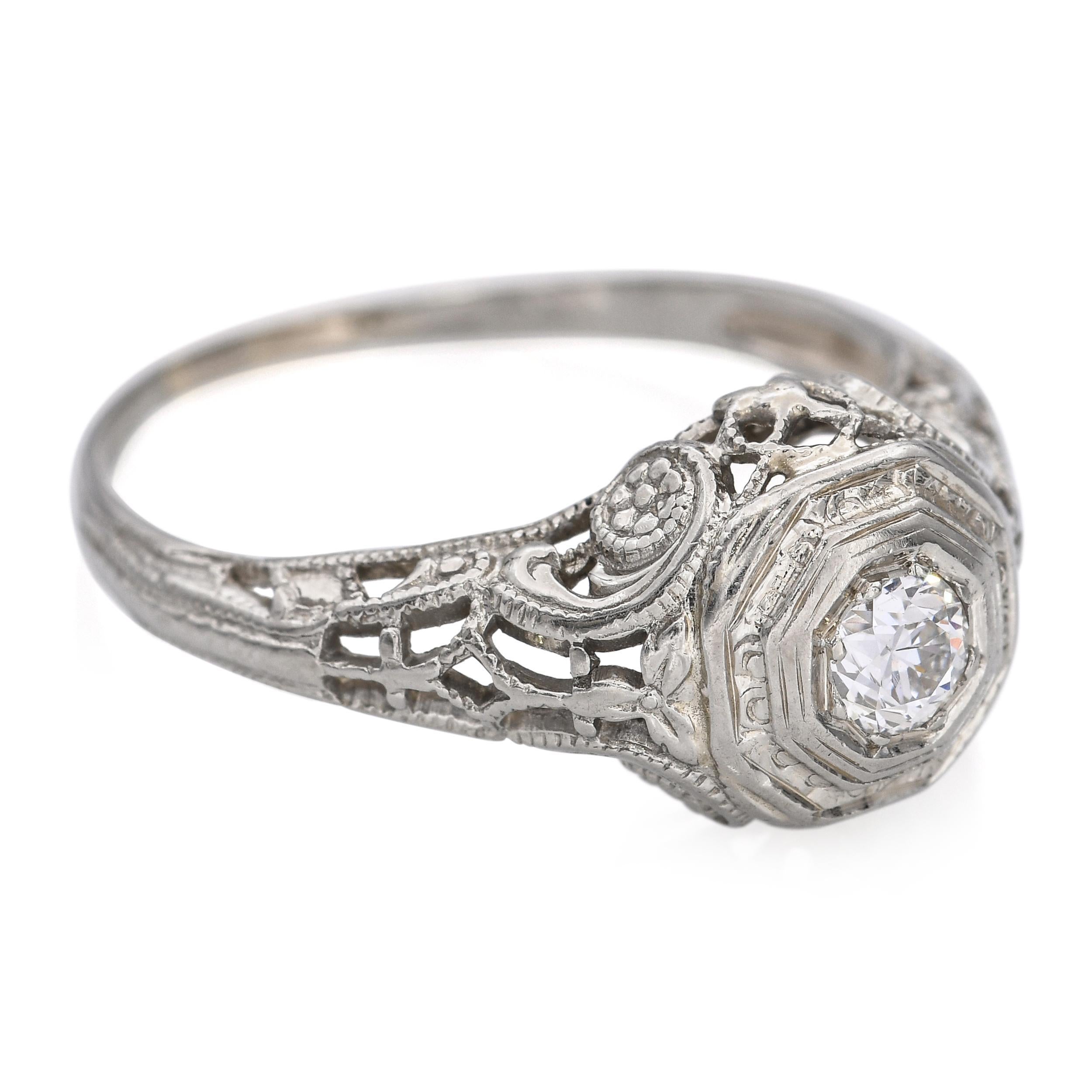 De las mujeres Anillo vintage de oro blanco de 18k con filigrana de diamantes en venta