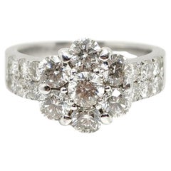 Vintage 18K White Gold Diamond Floret Ring